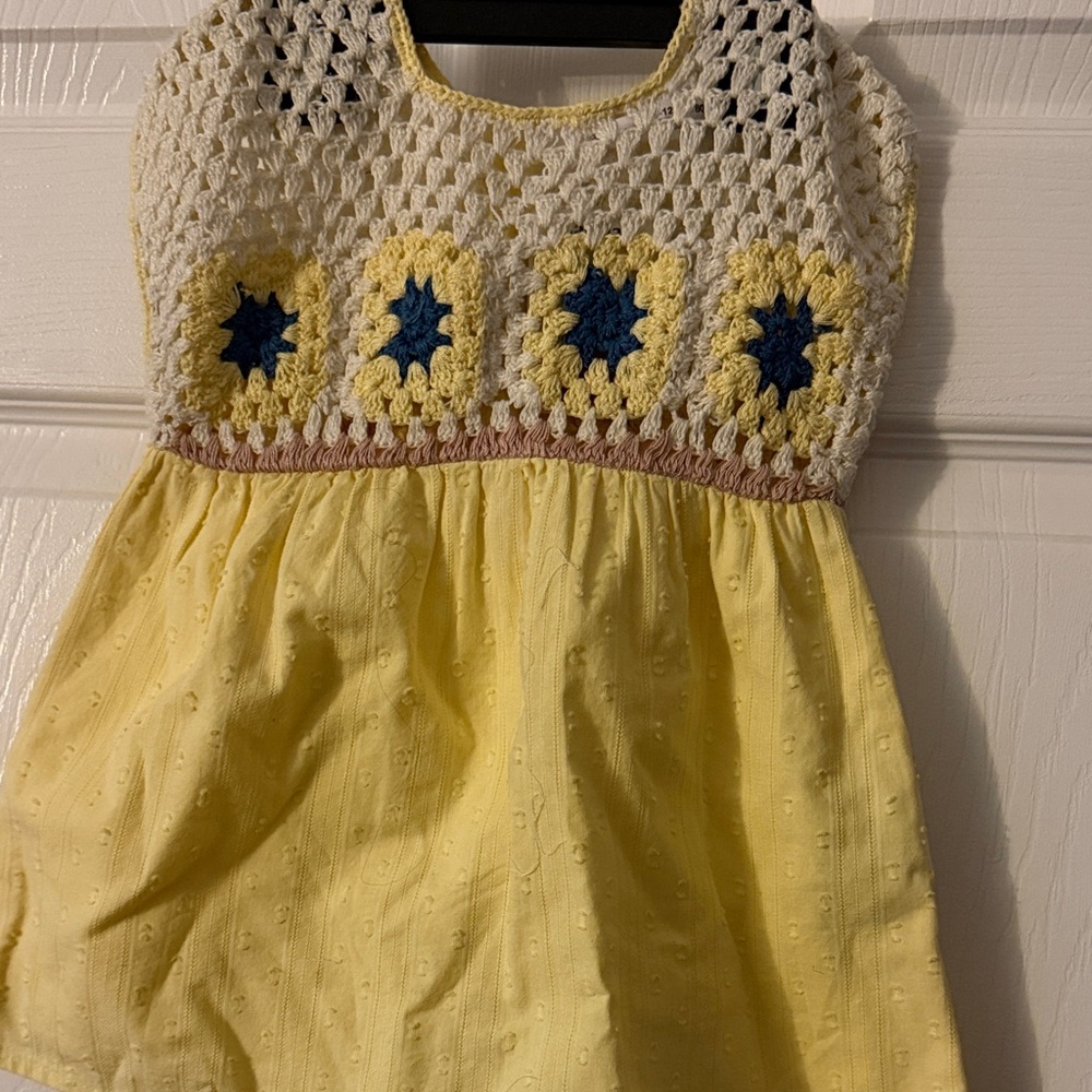 Zara Yellow and Blue Crochet Kids Dress